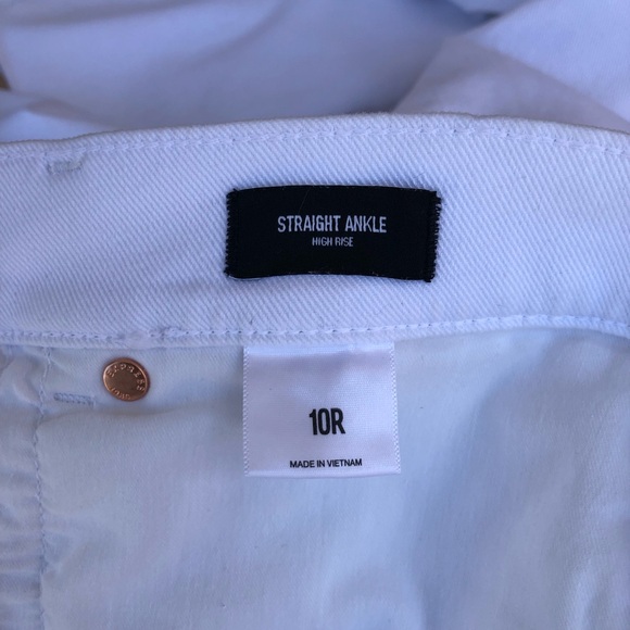 Express Style 06710774 High Waisted White Ripped Straight Raw Hem Ankle Jeans 10 - Picture 8 of 16